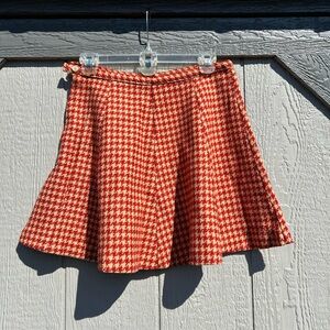 Vintage Bobbie Brooks Red & Cream Houndstooth Skirt Small-Medium Needs Dry Clean